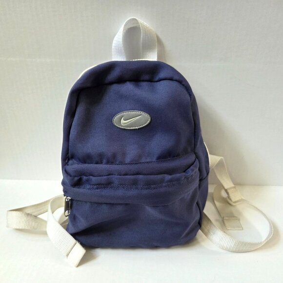 Vintage Nike Backpack Blue White Mini 12" Bag Center Swoosh 90s - Picture 1 of 12
